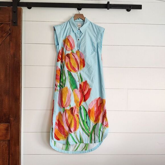 Anthropologie Maeve The Lillian Cap Sleeve Button Front Midi Dress Tulip Size XS - Picture 5 of 15